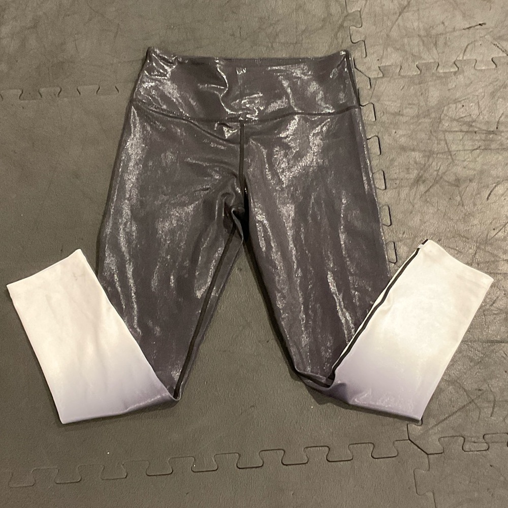 ZYIA Kids Shiny Gray and White Leggings